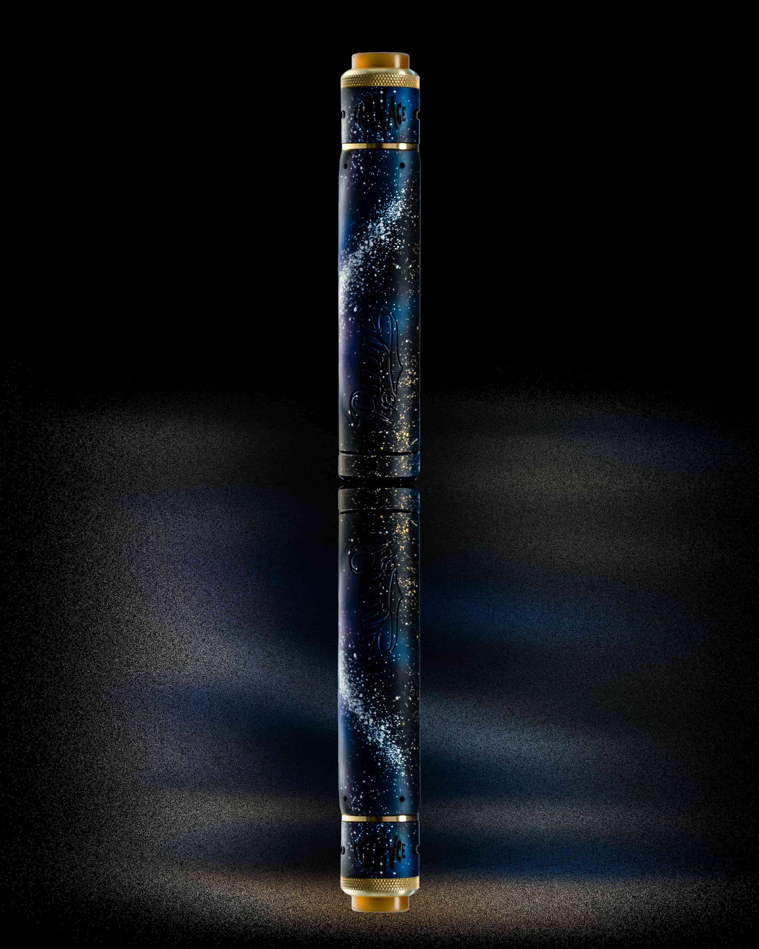 a galaxy themed electric cigarette with a galaxy like shadow